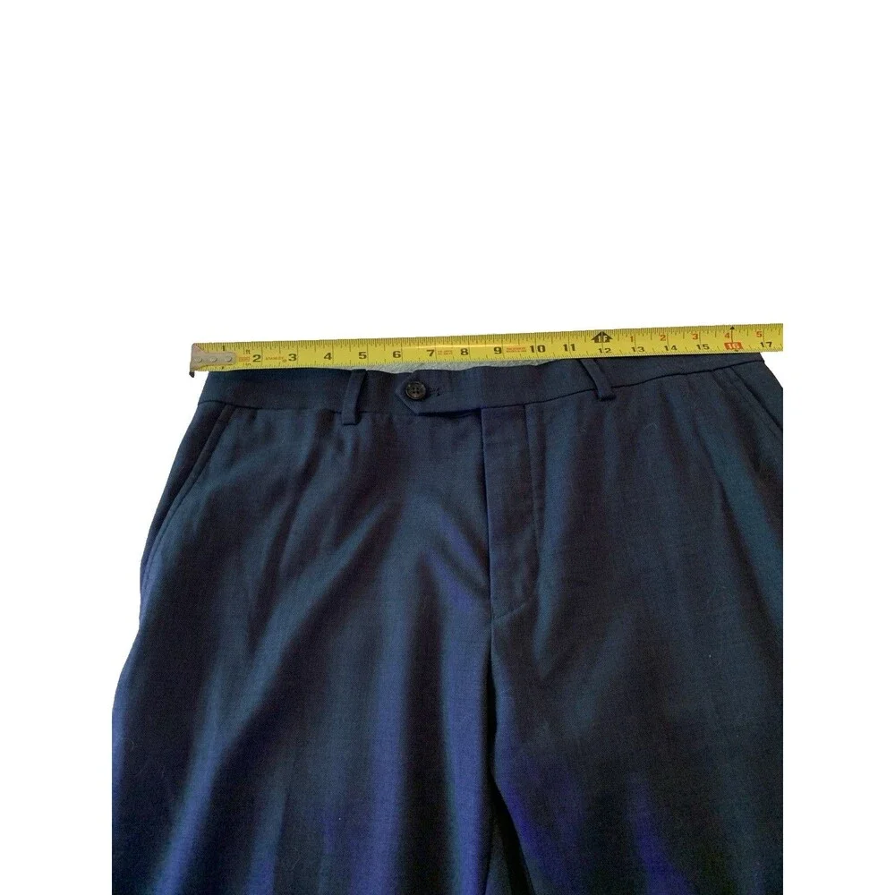 Tommy Hilfiger Pants Men 34WX30L Dark Blue Classic Fit Wool Blend Dress Business